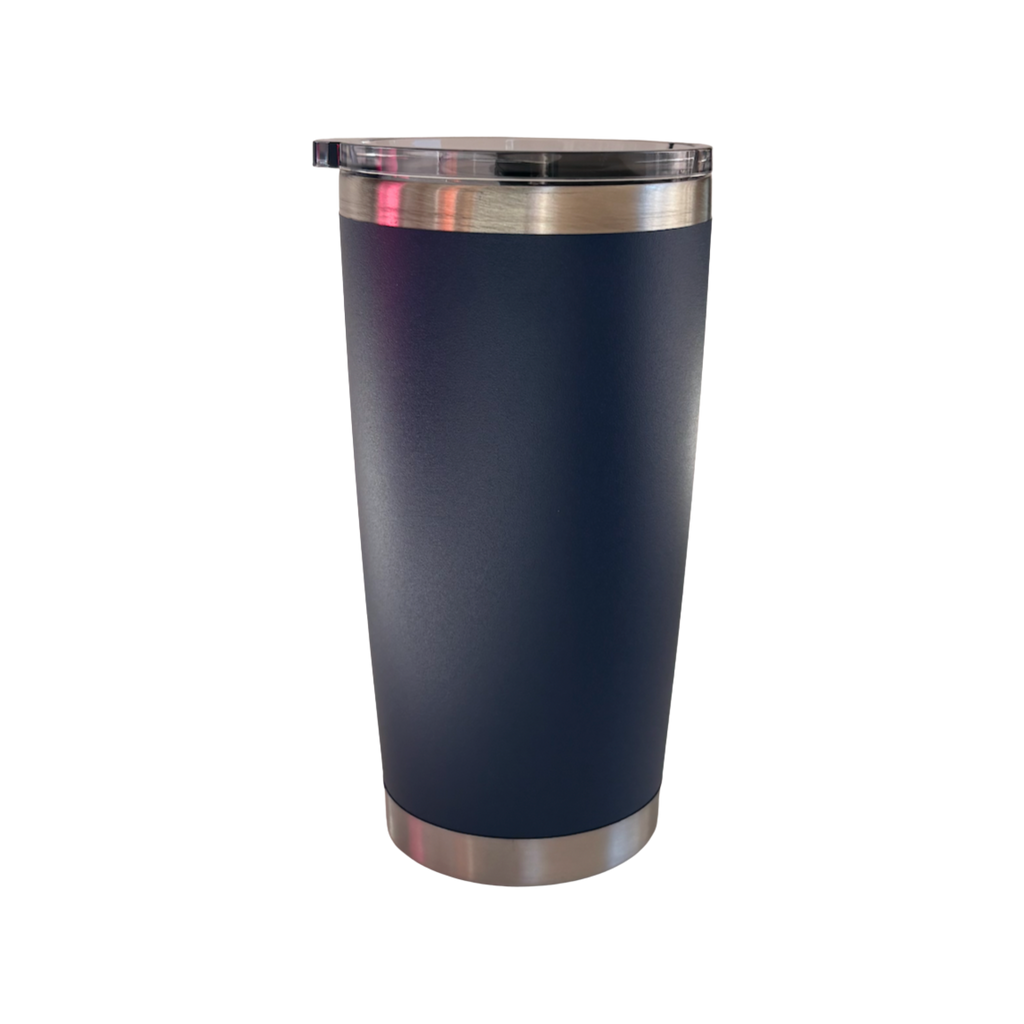 Termo Power 20oz de acero inoxidable color azul marino con tapadera de imán y doble pared.