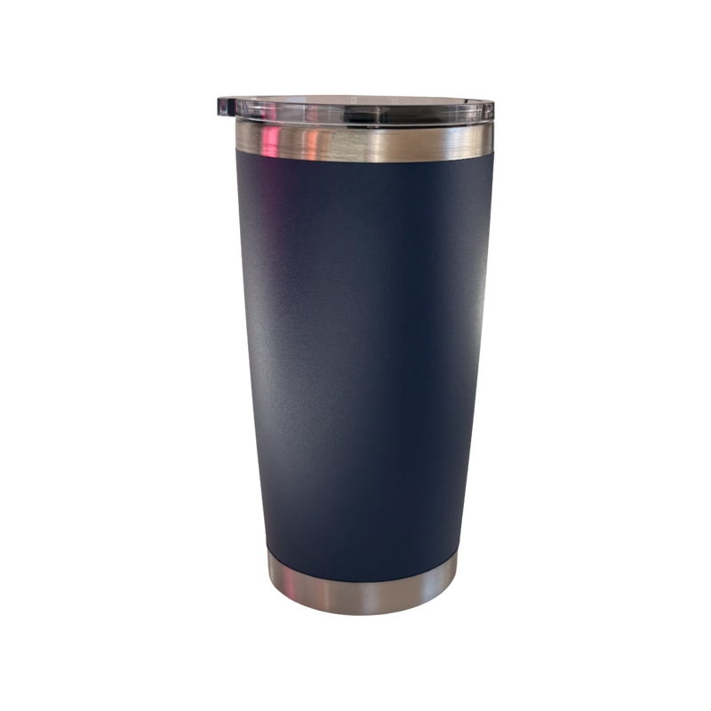 Termo Power 20oz de acero inoxidable color azul marino con tapadera de imán y doble pared.