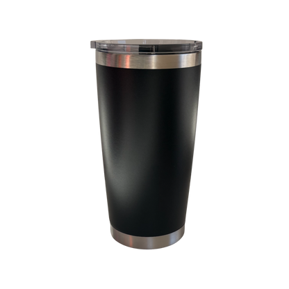 Termo Power 20oz de acero inoxidable color negro con tapadera de imán y doble pared.